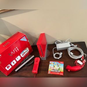 Nintendo Wii Console System Red with Super Mario